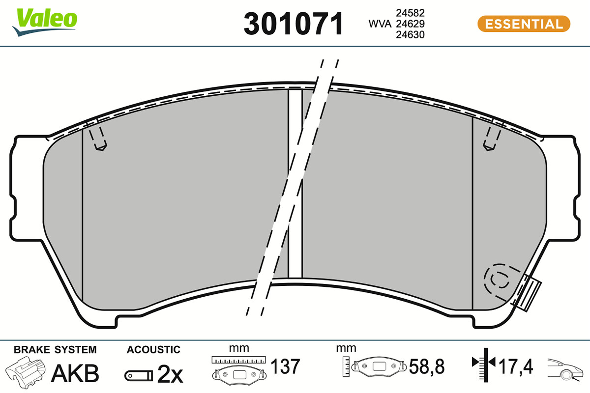 Jeu de 4 plaquettes de frein VALEO ref. 301071